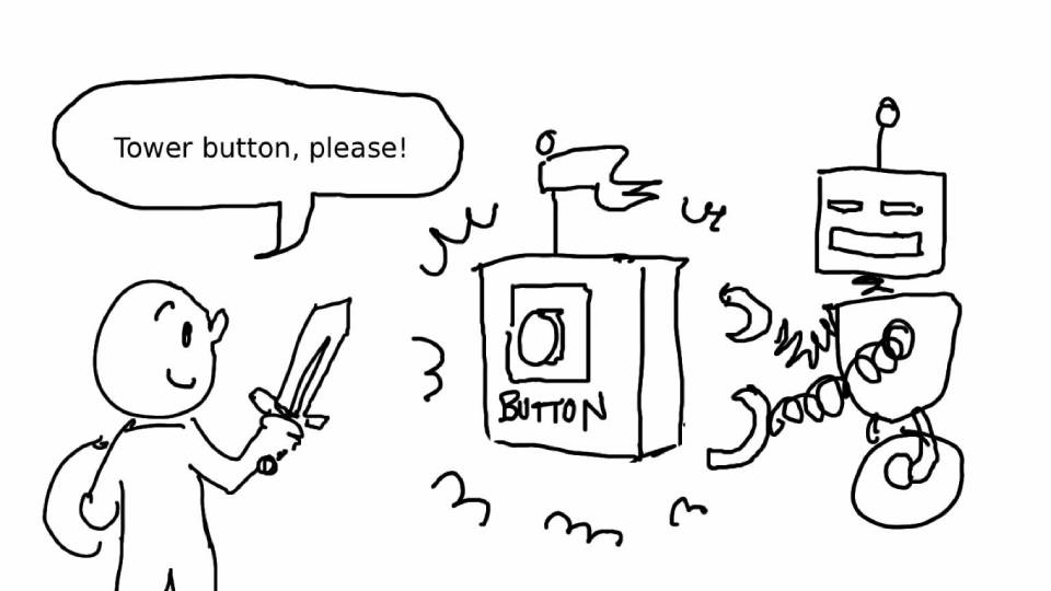Saying “Button Please” to robot